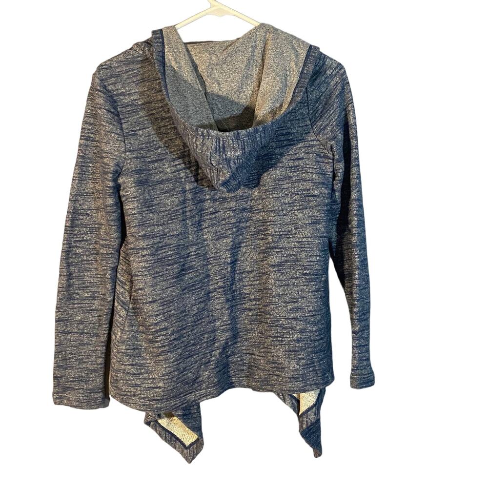 NYDJ Heathered Blue Hooded Opened Waterfall Draped Jacket Women Sz XS - Picture 2 of 7